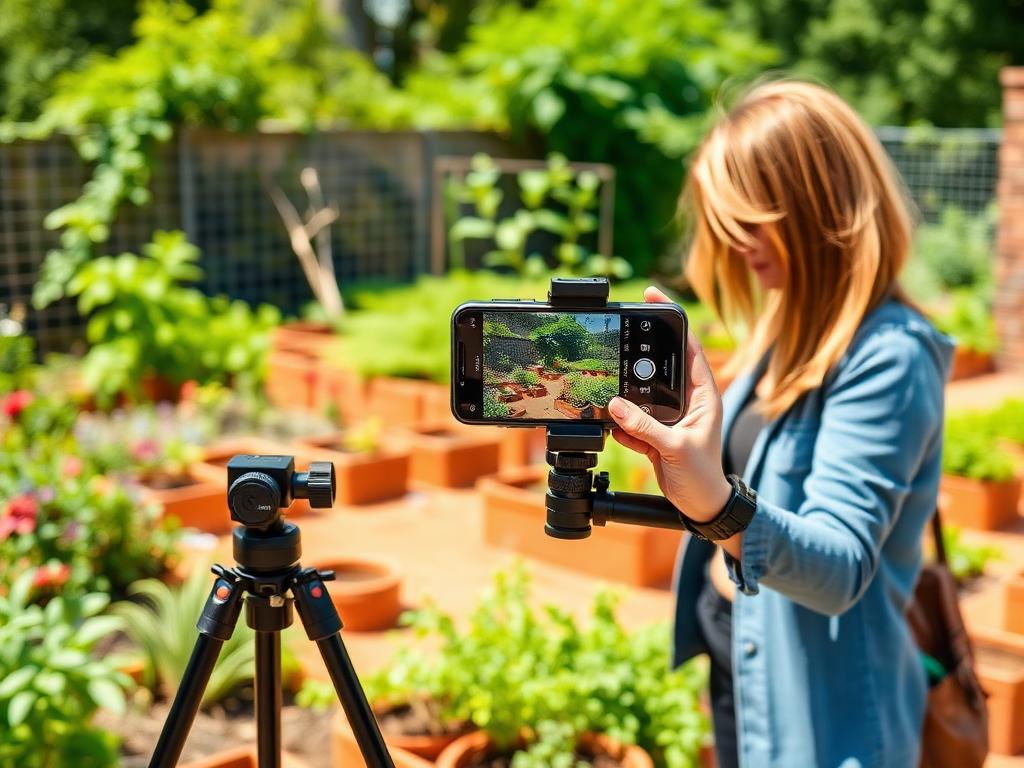Filming a short campaign video in a community garden