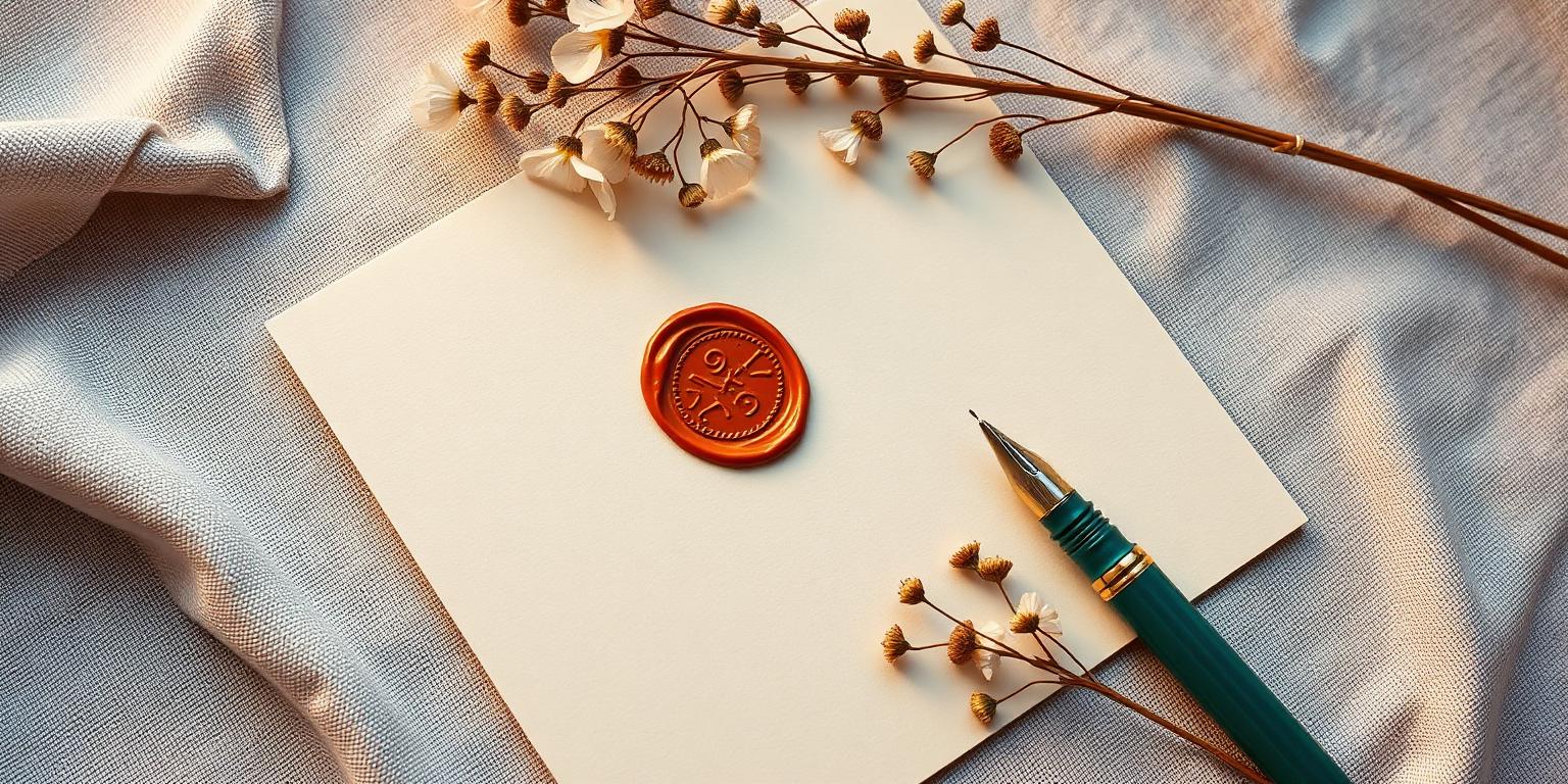 Stationery, wax seal and pen laid out for donor letters