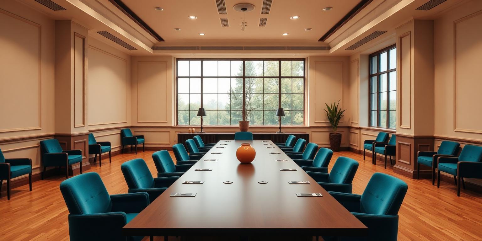 Nonprofit boardroom prepared for a meeting