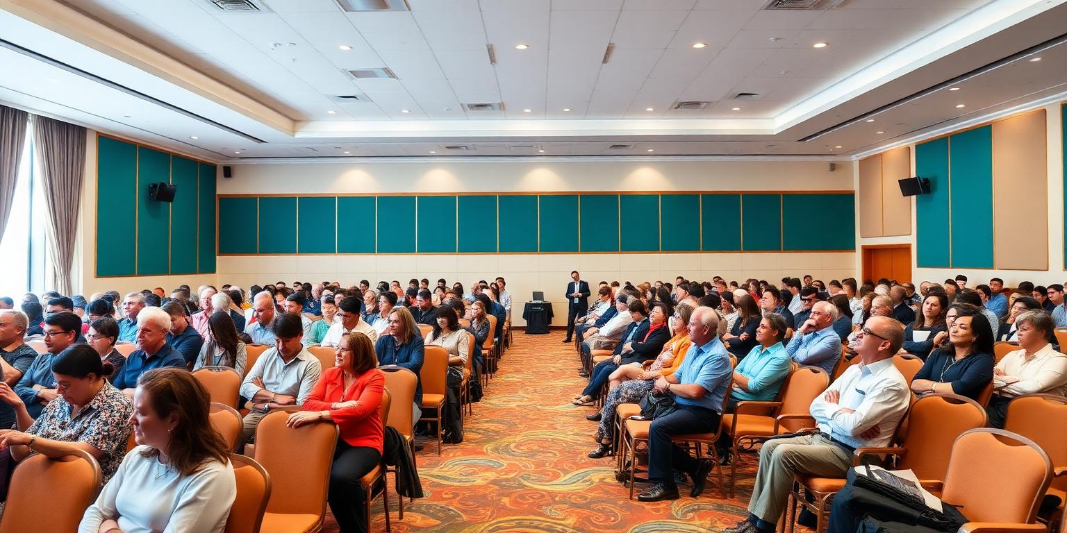 Annual meeting audience in a bright hall