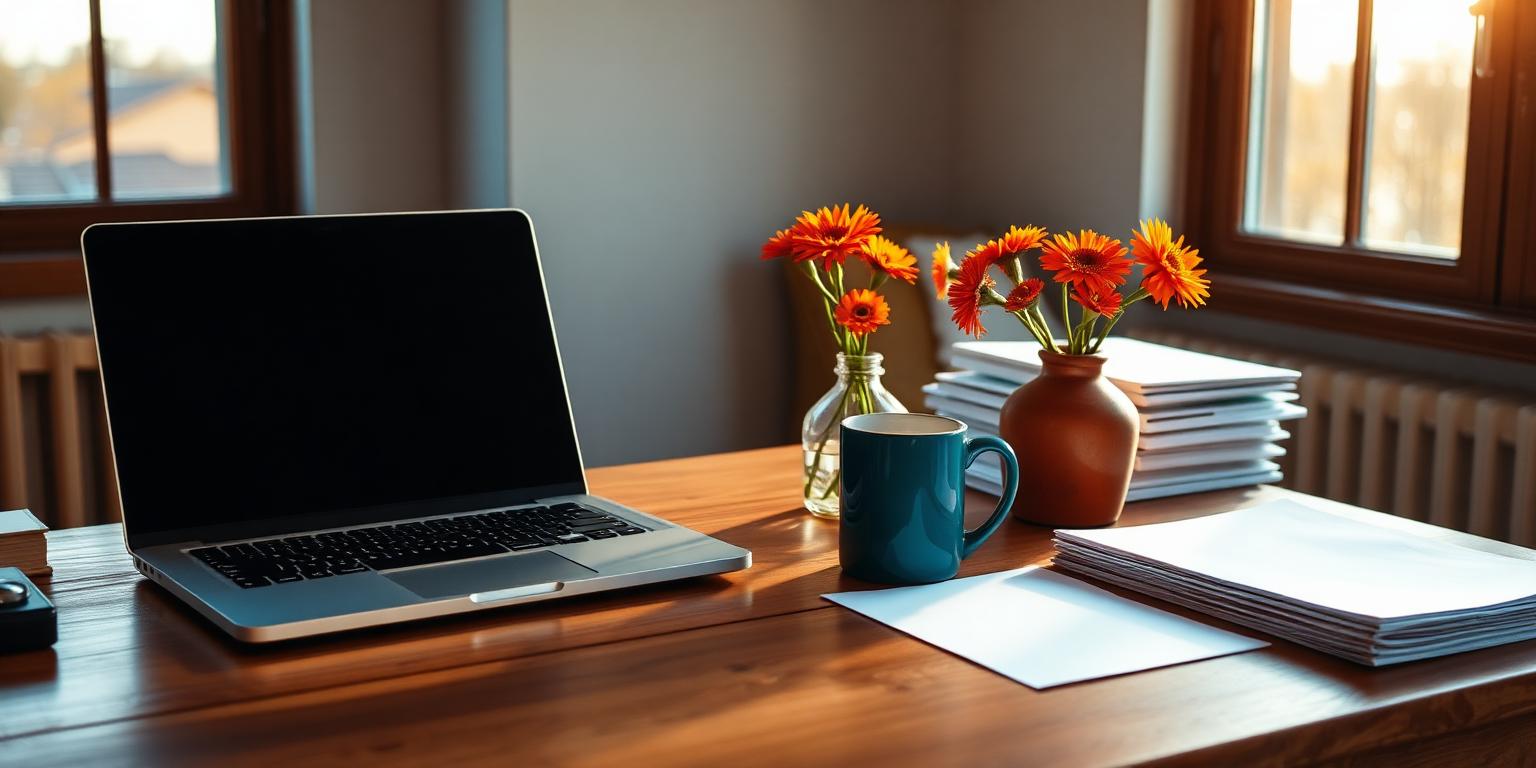 Warm nonprofit desk at golden hour ready for the next submission
